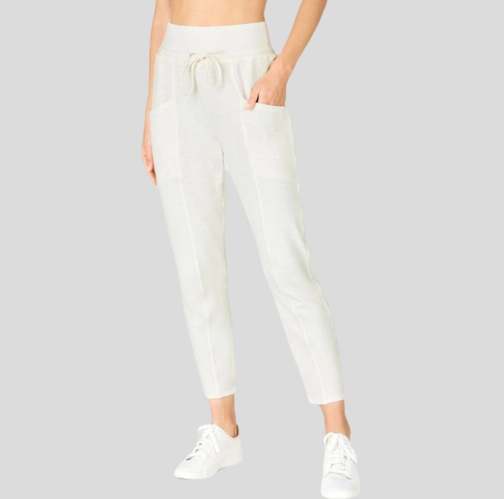 FABLETICS Bekah Jogger Sweats Tundra White French Terri Pants Pockets Medium NWT
